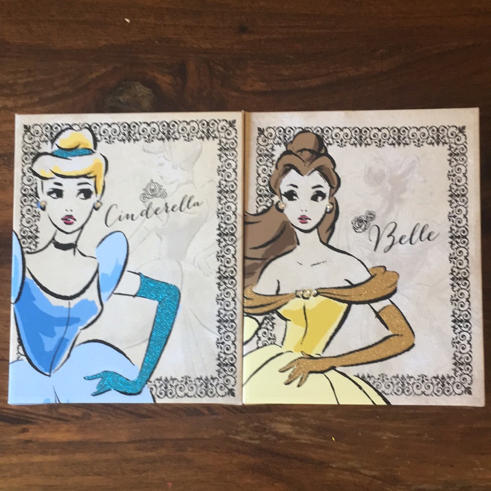 Disney Princess Wall Art: Cinderella & Belle Stretched Canvas Artissimo Set of 2
